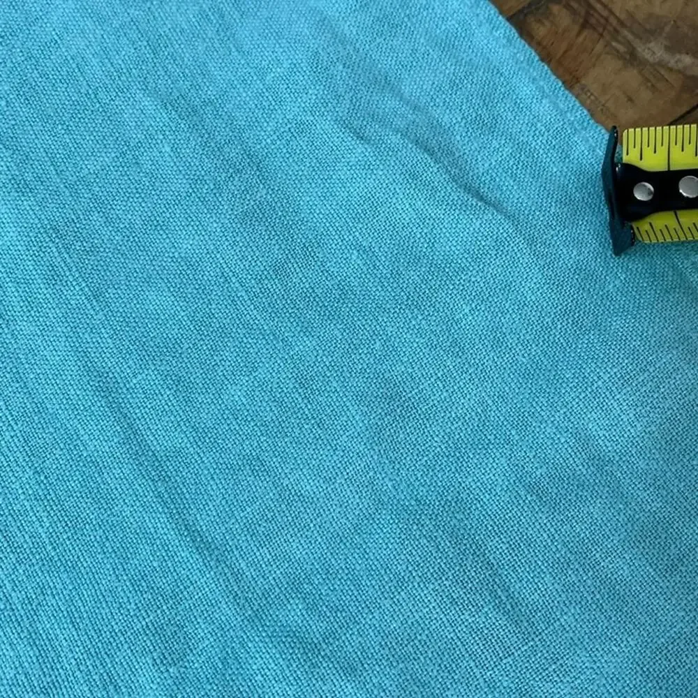 Teal Blue Linen Tablecloth 48